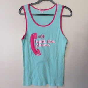 Deadstock Y2k "Hold the Phone" Teal Tank Top Dollhouse 2X
